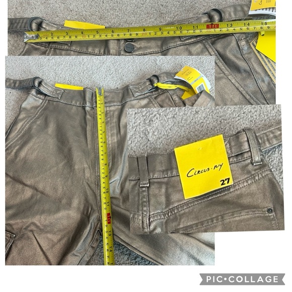 Circus NY metallic gold foil High Rise Slouchy Cargo Denim Jean pants NWT - Picture 10 of 16
